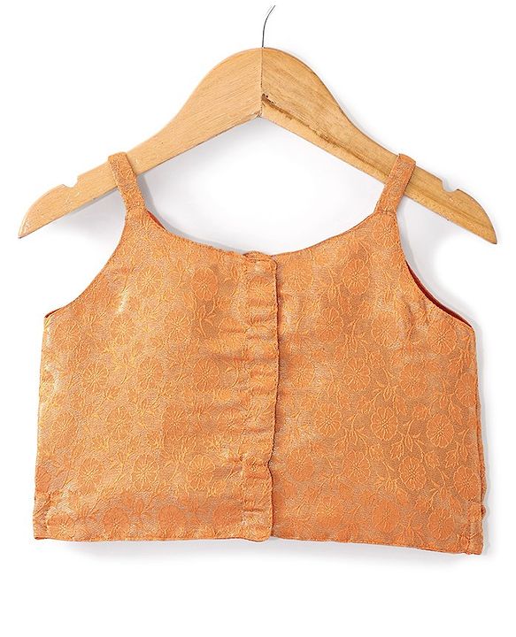 Babyhug  Sleeveless Brocade Choli with Embroided Lehenga and Dupatta - Orange
