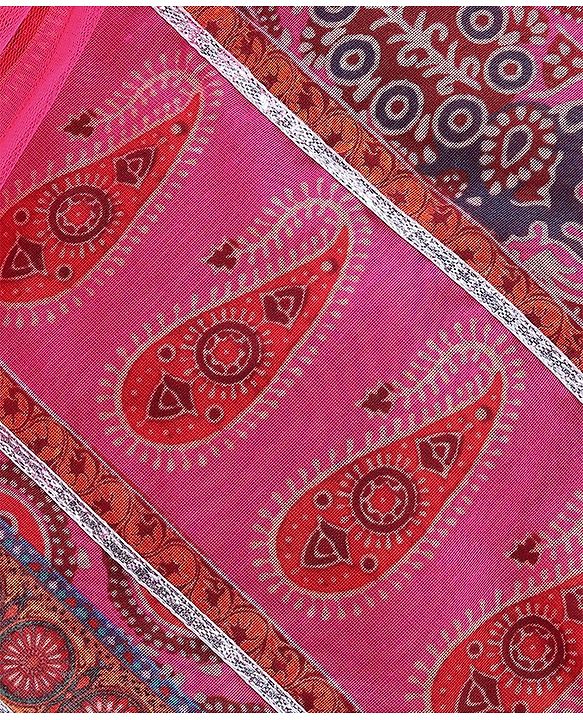 Babyhug Sleeveless Chanderi Printed Choli with Lehenga  and Dupatta Set - Pink