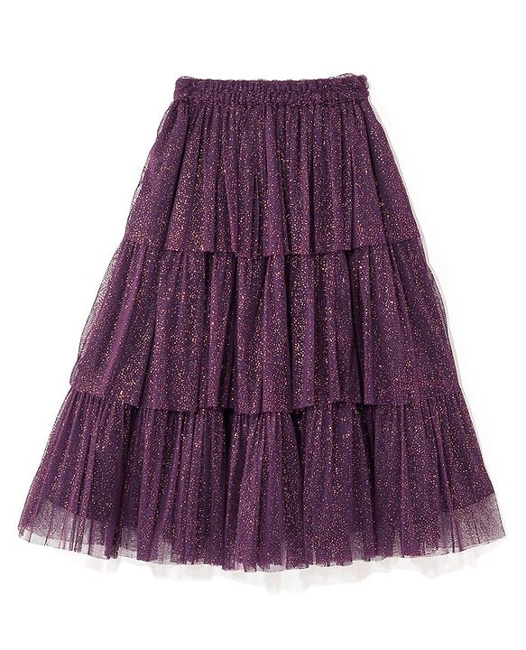 Babyhug Woven Short Sleeves Embroidered Choli with Shimmer Net Lehenga & Dupatta - Purple