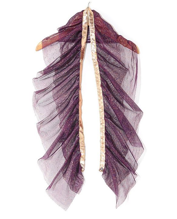 Babyhug Woven Short Sleeves Embroidered Choli with Shimmer Net Lehenga & Dupatta - Purple