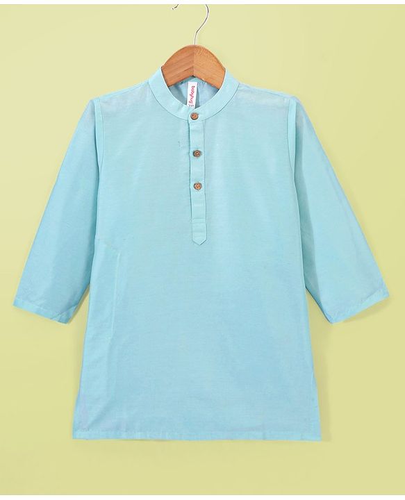 Babyhug Full Sleeves Solid Kurta Pyjama Set with Sherwani Embroidered Jacket  - Mint Green