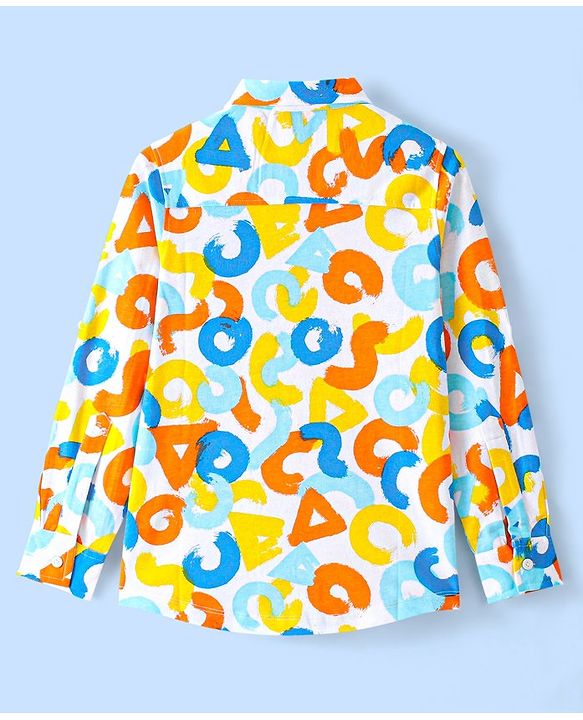 Pine Kids 100% Cotton Knit Full Sleeves Roll Up Shirt Abstract Printed - Multicolor