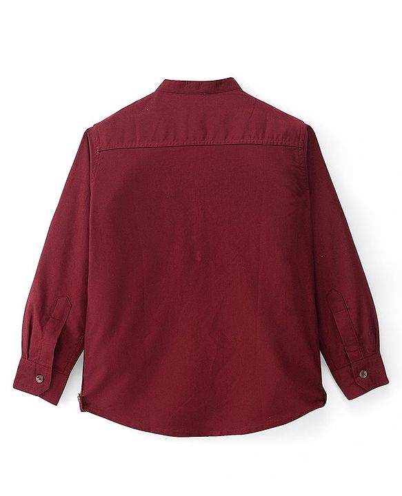 Pine Kids Full Sleeves Roll Up Kurta Shirt Solid Color - Red