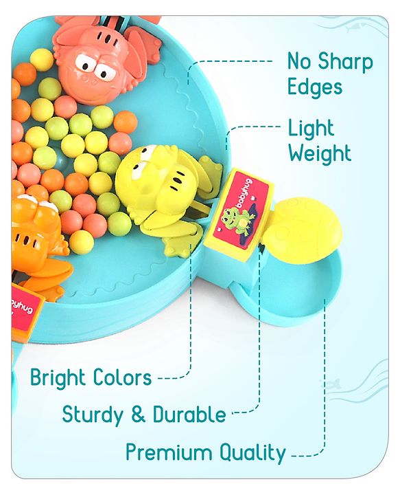 Babyhug Hungry Frog Indoor Board Game for Kids|Colorful 4 Player Bead-Eating Game|Fun Learning for Counting & Strategy|Easy to Play| 4 Yrs+|Family & Friendly Interaction Toy|BIS