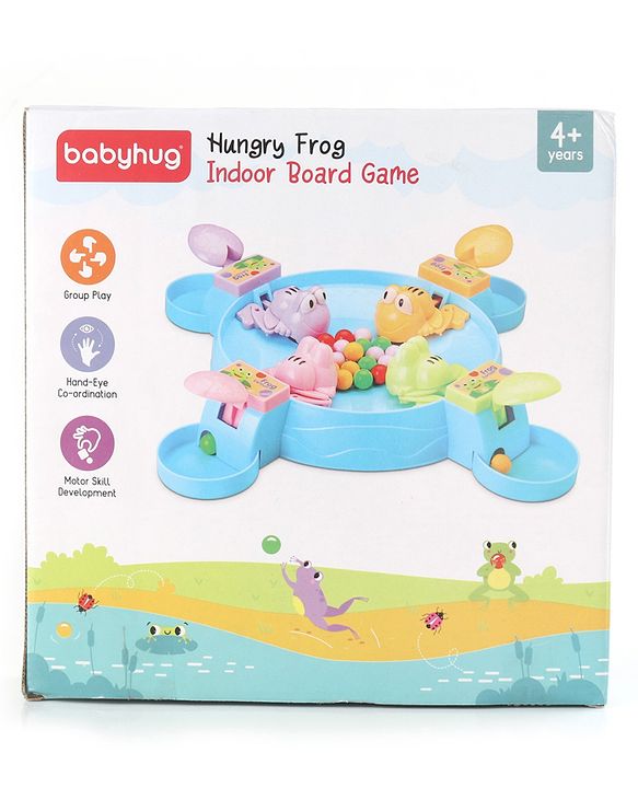 Babyhug Hungry Frog Indoor Board Game for Kids|Colorful 4 Player Bead-Eating Game|Fun Learning for Counting & Strategy|Easy to Play| 4 Yrs+|Family & Friendly Interaction Toy|BIS