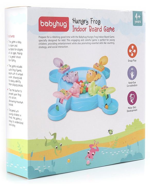 Babyhug Hungry Frog Indoor Board Game for Kids|Colorful 4 Player Bead-Eating Game|Fun Learning for Counting & Strategy|Easy to Play| 4 Yrs+|Family & Friendly Interaction Toy|BIS