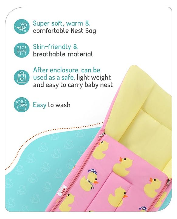 Babyhug Cotton Sleeping Bag Duck Print- Blue