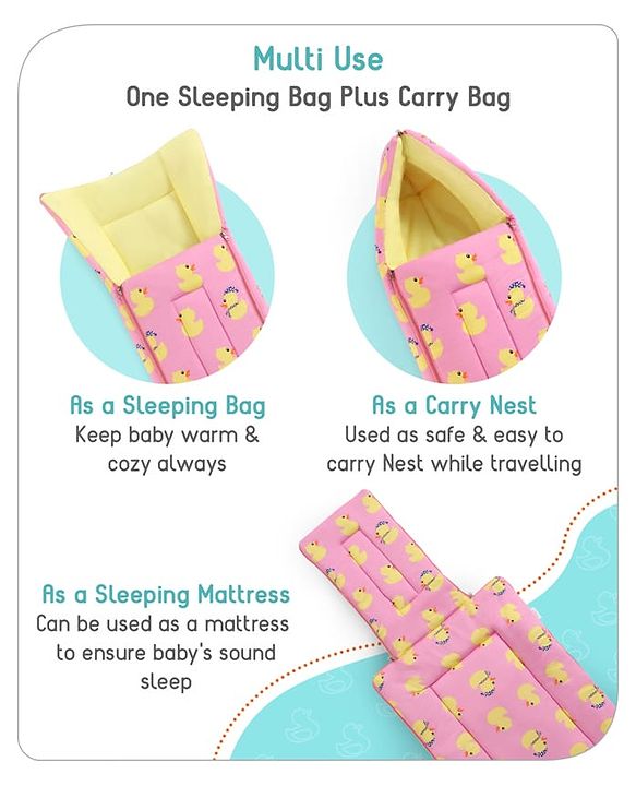 Babyhug Cotton Sleeping Bag Duck Print- Blue