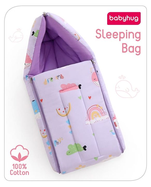 Babyhug Cotton Sleeping Bag Duck Print- Blue