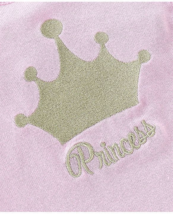 Babyhug Cotton Knit Full Sleeves Sweater with Crown Design - Pink