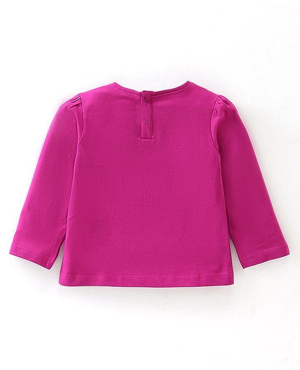 Babyhug Cotton Knit Full Sleeves T-Shirt with Butterflies Printed - Purple