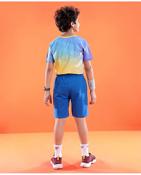 Pine Active Cotton Lycra Knit Anti-Bacterial Solid Color Shorts With Stretch - Blue
