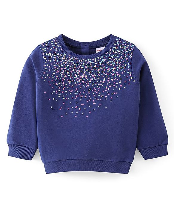 Babyhug Cotton Knit Full Sleeves Circle Printed T-Shirt & Lounge Pant Set - Blue & Pink