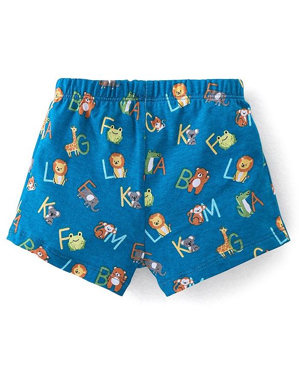 Babyhug 100% Cotton Antibacterial Trunk Briefs Stripes & Lion Print Pack of 3- Blue & Green