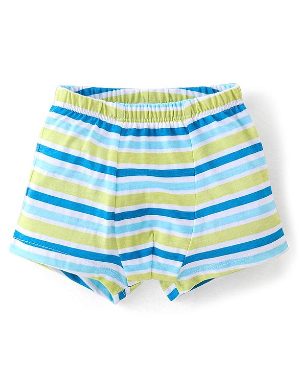 Babyhug 100% Cotton Antibacterial Trunk Briefs Stripes & Lion Print Pack of 3- Blue & Green