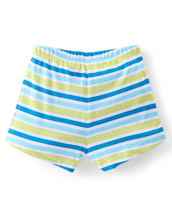 Babyhug 100% Cotton Antibacterial Trunk Briefs Stripes & Lion Print Pack of 3- Blue & Green