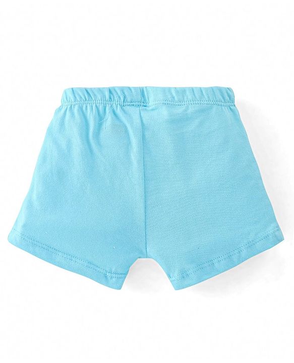 Babyhug 100% Cotton Antibacterial Trunk Briefs Checks & Fox Print Pack of 3- Blue White & Yellow