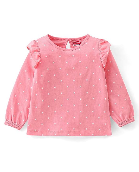 Babyhug Cotton Knit Full Sleeves Floral & Text Print T-Shirts Pack of 3 - Pink Maroon & Green