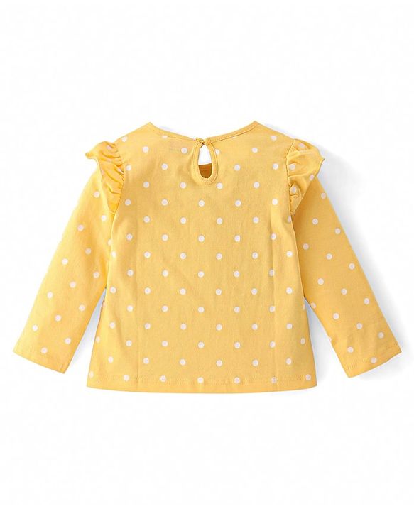 Babyhug 100% Cotton Knit Full Sleeves Tees With Frill Detailing & Floral Graphics Pack of 3- Red White & Yellow
