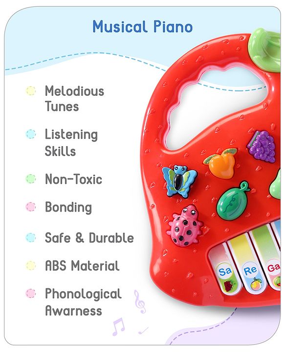 Babyhug Strawberry Musical Piano Keyboard- Red