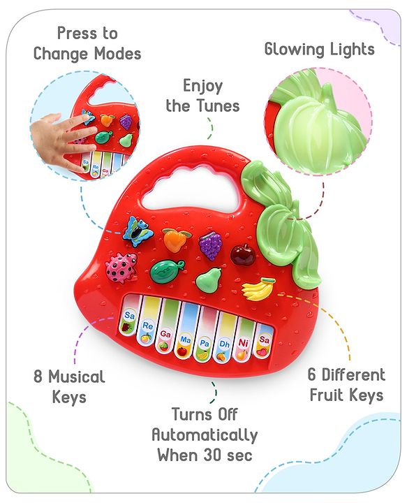 Babyhug Strawberry Musical Piano Keyboard- Red
