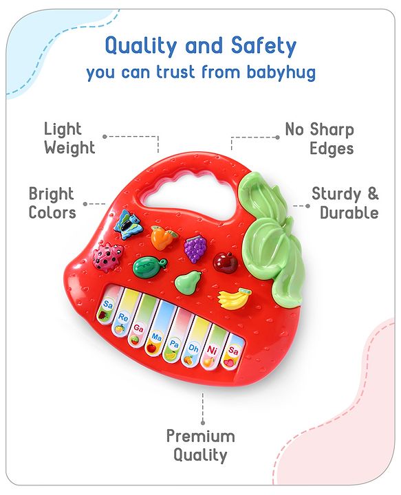 Babyhug Strawberry Musical Piano Keyboard- Red