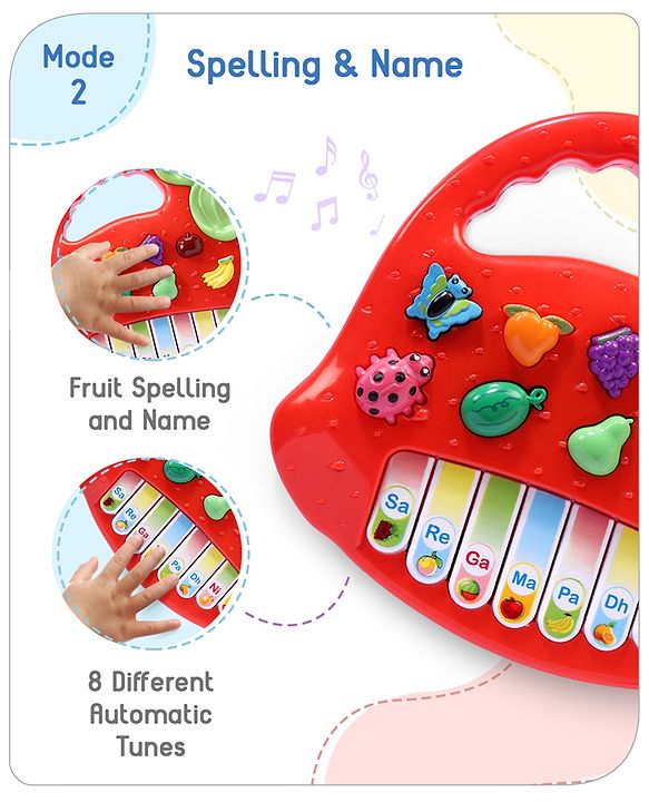Babyhug Strawberry Musical Piano Keyboard- Red