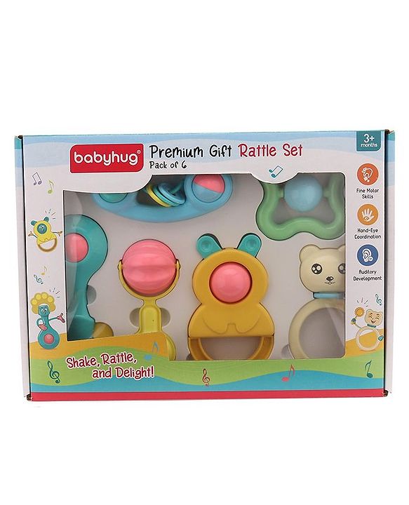 Babyhug Rattle Cum Teether Set Pack of 6 - Multicolor