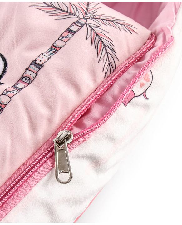 Babyhug Velour Sleeping Bag Baby Animal Print with Embroidery - Pink