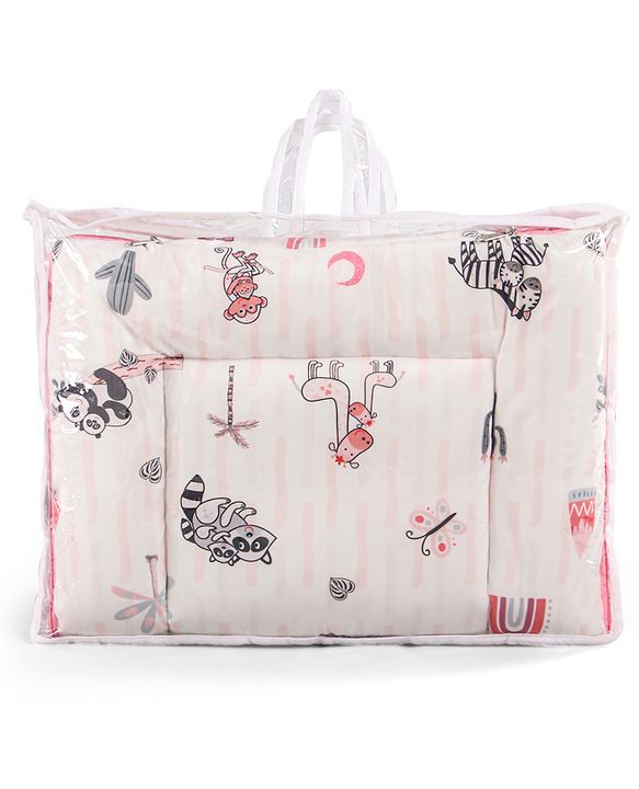 Babyhug Velour Sleeping Bag Baby Animal Print with Embroidery - Pink