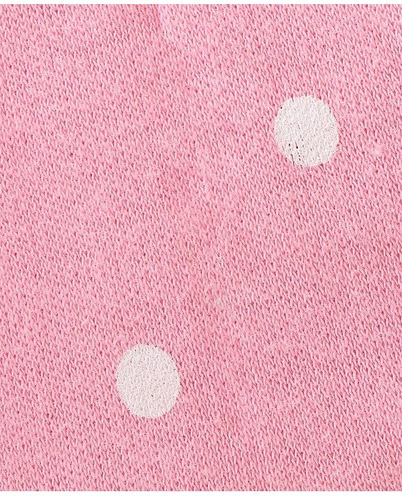 Babyhug 100% Cotton Kitted Cap Mittens & Booties with Polka Dot Print- Pink