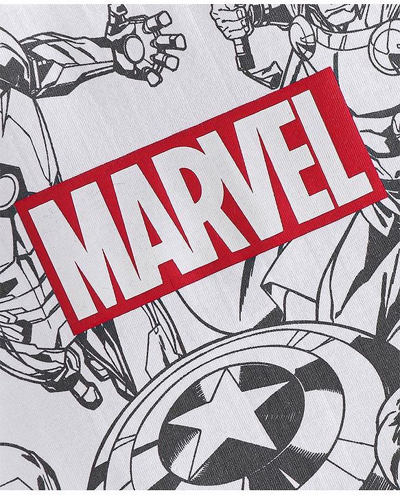 Babyhug 100% Cotton Knit Full Sleeves T-Shirt Avengers Graphics - White