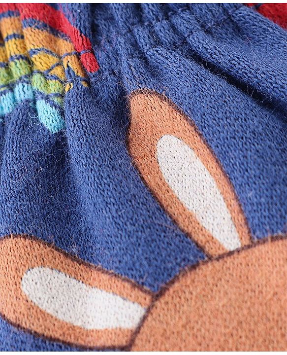 Babyhug 100% Cotton Mittens & Booties Set Animal Print - Blue