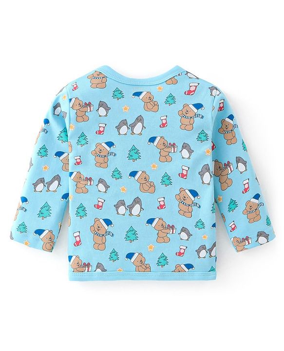 Babyhug 100% Cotton Knit  Full Sleeves Front Open Vests  with Stripe & Teddy Bear Print Pack of 3  - Multicolour