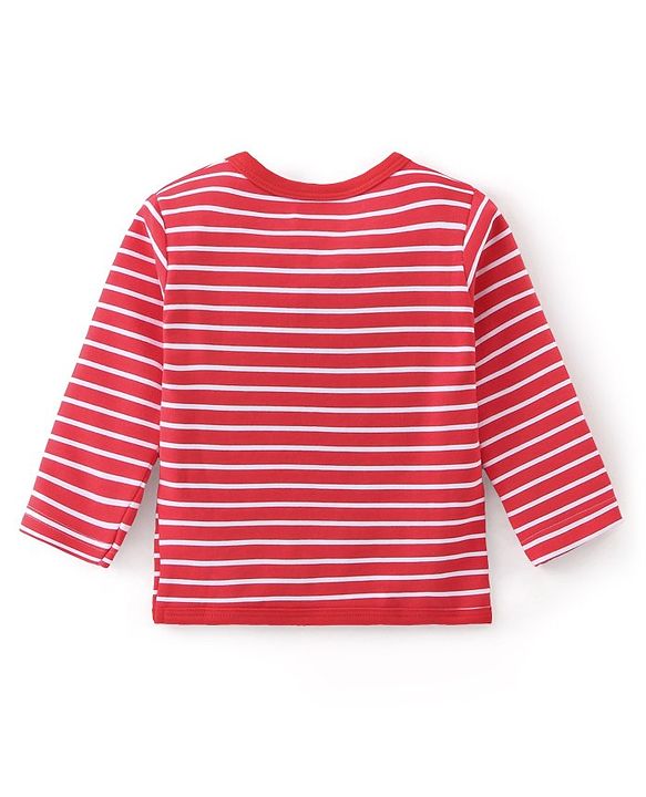 Babyhug 100% Cotton Knit  Full Sleeves Front Open Vests  with Stripe & Teddy Bear Print Pack of 3  - Multicolour