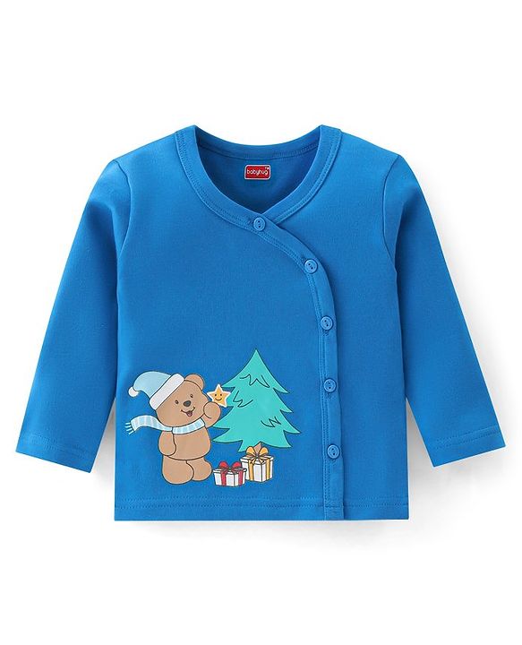 Babyhug 100% Cotton Knit  Full Sleeves Front Open Vests  with Stripe & Teddy Bear Print Pack of 3  - Multicolour