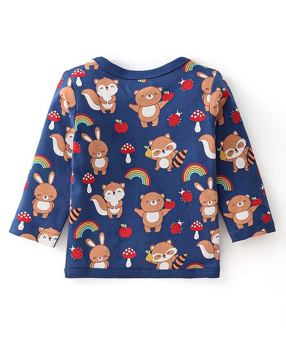 Babyhug 100% Cotton Knit Full Sleeves Front Open Vests Stripes & Fox Print Pack of 3 - Multicolour