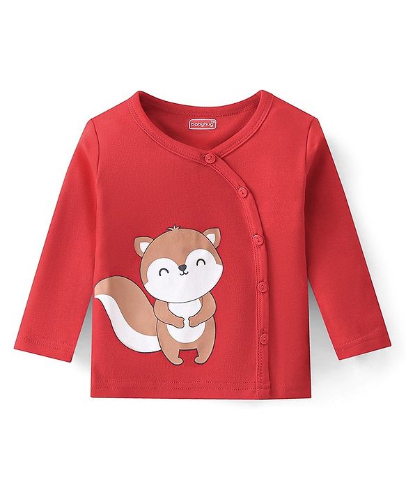 Babyhug 100% Cotton Knit Full Sleeves Front Open Vests Stripes & Fox Print Pack of 3 - Multicolour