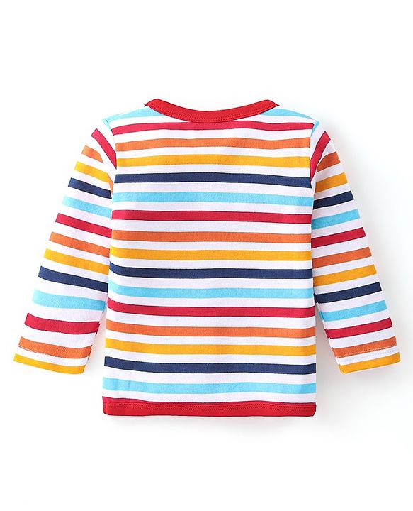 Babyhug 100% Cotton Knit Full Sleeves Front Open Vests Stripes & Fox Print Pack of 3 - Multicolour