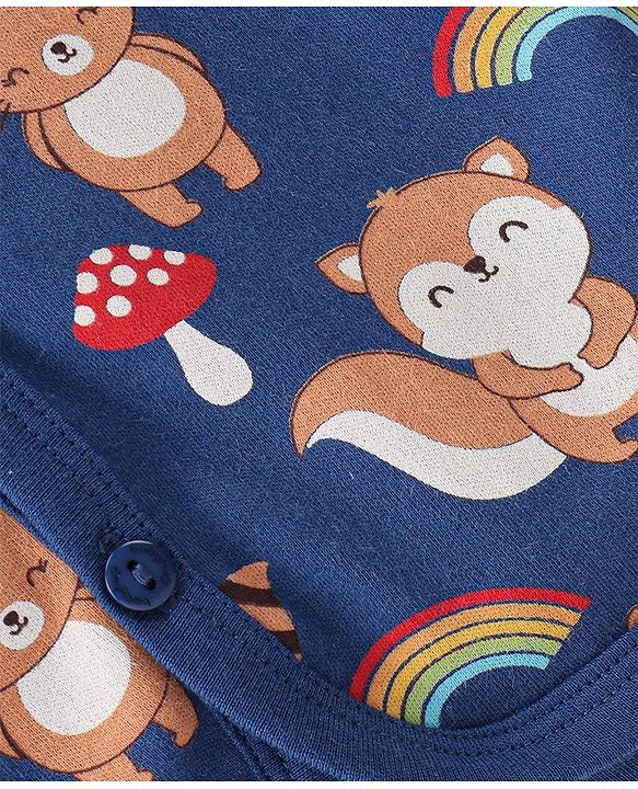Babyhug 100% Cotton Knit Full Sleeves Front Open Vests Stripes & Fox Print Pack of 3 - Multicolour