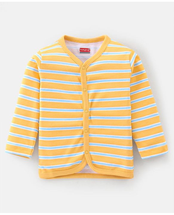 Babyhug 100% Cotton Full Sleeves Vest With Animals Print Pack of 3 - White Blue & Yellow