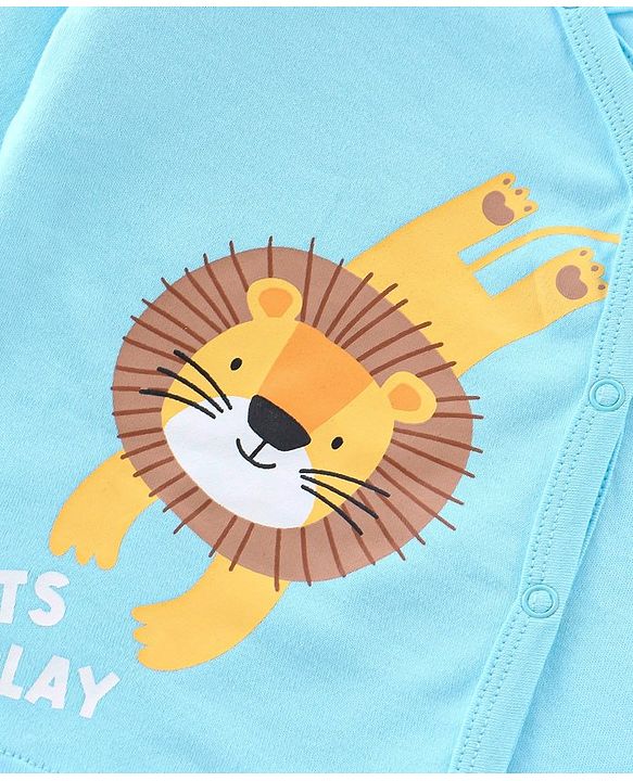 Babyhug 100% Cotton Full Sleeves Vest With Animals Print Pack of 3 - White Blue & Yellow