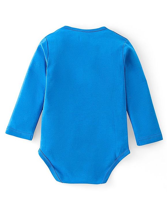 Babyhug 100% Cotton Knit Full Sleeves Onesie Lion Print - Blue