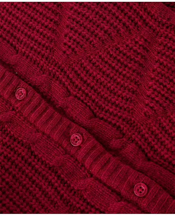 Babyhug Full Sleeves Front Open Sweater - Wine