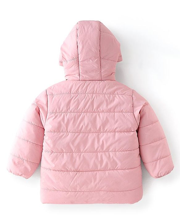 Babyhug Full Sleeves Hooded Jacket With Star Patch - Pink