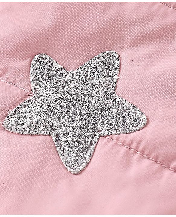 Babyhug Full Sleeves Hooded Jacket With Star Patch - Pink
