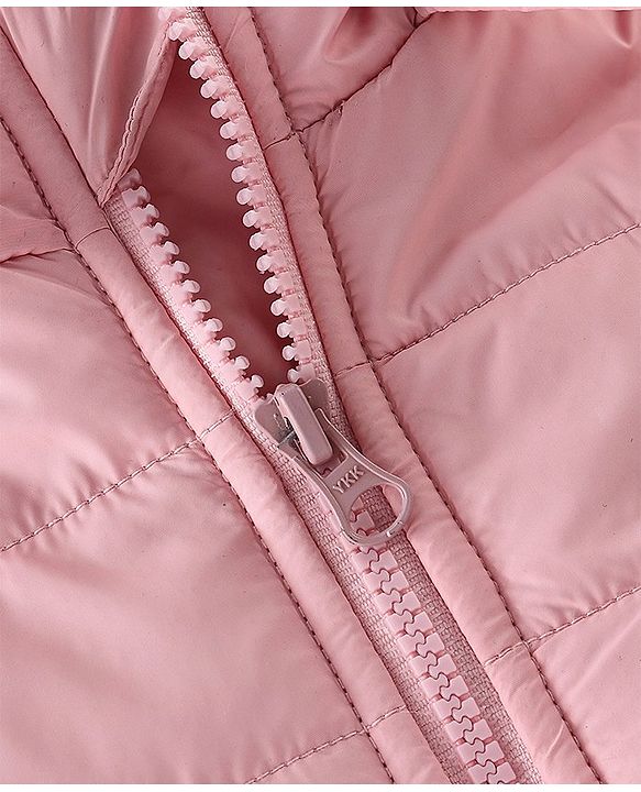 Babyhug Full Sleeves Hooded Jacket With Star Patch - Pink