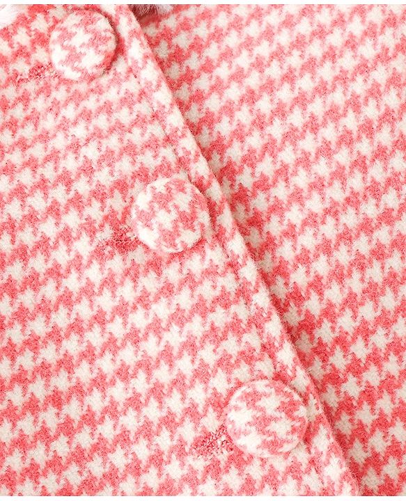 Babyhug Woven Full Sleeves Hooded Jacket Checkered - Red & White