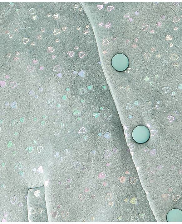 Babyhug Woven Full Sleeves Hooded  Jacket Heart Design  - Aqua
