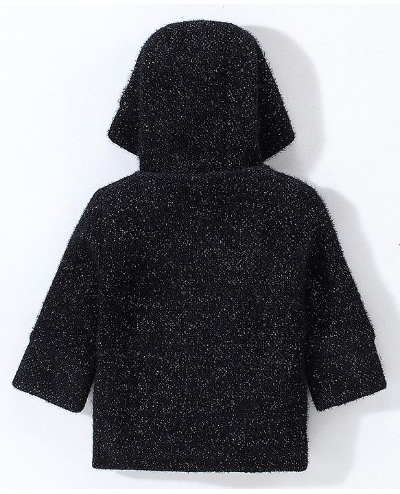 Babyhug Full Sleeves Hooded Jacket - Black
